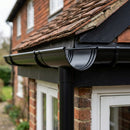 Deepflow Aluminium Gutter Outlet 63mm Dia – 130mm — RAL 9005 (in use)