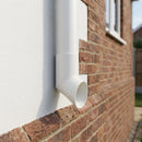 76mm Diameter Flush Joint Aluminium Downpipe Shoe — RAL 9010 (in use)