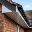 Aluminium Soffit Boards – Plain or Vented with Exterior Coating — RAL 9006 / 180mm Wide | Unvented (in use)