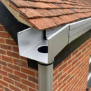 Aluminium Box Gutter Outlet 76mm Dia – 135 x 100mm — RAL 9006 (in use)