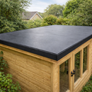 Completed timber garden shed with premium black EPDM rubber flat roof system - premium shed roofing kit UK
