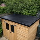 Completed wooden garden shed with black 1.0mm EPDM rubber flat roof installed - shed EPDM membrane UK