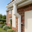 76mm Diameter Flush Joint Aluminium Downpipe Bends — RAL 9016 / 112.5 Deg (in use)