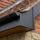L Return Aluminium Fascia Board Joint Cover — Textured Black (in use)