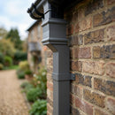 Traditional Aluminium Downpipe Bends 72x72mm – 92.5° & 112.5° — RAL 7016 / 92.5 Degrees (in use)