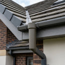 63mm Diameter Gutter Outlet Spigot Extender — RAL 7022 (in use)