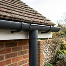 Half Round Aluminium Gutter Outlet 76mm – Marine Grade — RAL 7021 (in use)