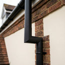 76mm Diameter Flush Joint Aluminium Downpipe Bends — Textured Black / 92.5 Deg (in use)