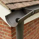 DeepFlow Aluminium Gutter Outlet 76mm Diameter 130mm — RAL 7022 (in use)