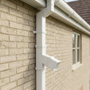 72x72mm Traditional Square Aluminium Downpipe Branches — RAL 9010 / 92.5 Degrees (in use)
