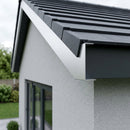L Return Aluminium Fascia Board 30mm – 3m — RAL 9006 (in use)