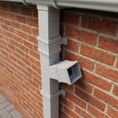 72x72mm Traditional Square Aluminium Downpipe Branches — RAL 9006 / 112.5 Degrees (in use)