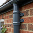 Traditional Downpipe Spare Socket 63mm Dia with Eared Fixings — RAL 7016 (in use)