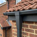Aluminium Gutter Outlet Spigot Extender 72×72mm — RAL 7021 (in use)