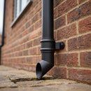 Traditional Aluminium Downpipe Shoe 76mm Diameter — Textured Black (in use)