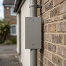 Aluminium Downpipe Access Plate 72x72mm — RAL 7036 (in use)