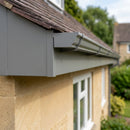 Aluminium Fascia Board Sample — RAL 7037 / 'V' Return (in use)