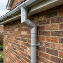 Flush Joint Aluminium Downpipe Bends 63mm Diameter — RAL 7035 / 92.5 Deg (in use)