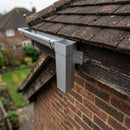 72x72mm Aluminium Gutter Outlet Spigot Extender — RAL 9006 (in use)