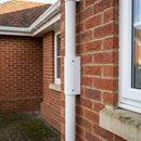 76mm Diameter Aluminium Downpipe Access Plate — RAL 9010 (in use)