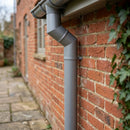 76mm Diameter Flush Joint Aluminium Downpipe Bends — RAL 7037 / 112.5 Deg (in use)