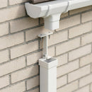 Adjustable Aluminium Pipe Clip 72×72mm – Flush Joint Downpipe — RAL 9010 (in use)