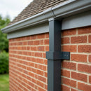 Aluminium Downpipe Clip 72×72mm with 5mm Wall Spacing — RAL 7016 (in use)