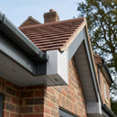 Aluminium Fascia Board Joint Cover V Return — RAL 9006 (in use)