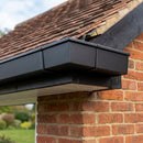 135° Aluminium Box Gutter Angle 135 x 100mm — Textured Black (in use)