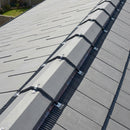Pitched roof ridge line fixed with a dry ridge system, no wet mortar