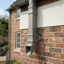 Traditional Aluminium Downpipe Shoe 72x72mm — RAL 7036 (in use)