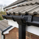 Moulded Ogee Gutter Outlet 72×72mm – 125×100mm Connection — Textured Black (in use)