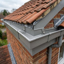 90° Aluminium Box Gutter Angle 135 x 100mm — RAL 7036 (in use)