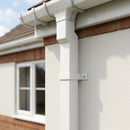 Aluminium Downpipe Clip 72×72mm Flush Joint — RAL 9016 (in use)