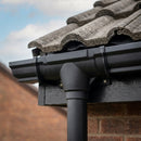 Moulded Ogee Gutter Outlet 76mm Diameter 125 x 100mm — Textured Black (in use)