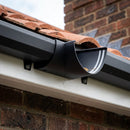 90° Aluminium Gutter Angle 130mm - Marine Grade — Textured Black (in use)