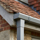 72x72mm Aluminium Gutter Outlet Spigot Extender — RAL 7037 (in use)