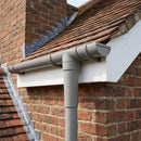 63mm Diameter Gutter Outlet Spigot Extender — RAL 7036 (in use)