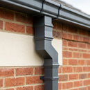 Traditional Aluminium Downpipe Bends 72x72mm – 92.5° & 112.5° — RAL 7022 / 112.5 Degrees (in use)