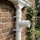 Traditional Aluminium Downpipe Branch 76mm Diameter — RAL 9016 / 92.5 Degrees (in use)