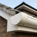 130mm Deepflow Aluminium Gutter Stop End — RAL 9010 (in use)