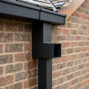 Flush Joint Aluminium Downpipe Bend 72x72mm — Textured Black / 92.5 Degrees (in use)
