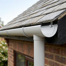 Half Round Aluminium Gutter Outlet 63mm Dia. 125mm — RAL 7035 (in use)