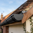 Half Round Aluminium Gutter Stop End - 125mm — Textured Black (in use)