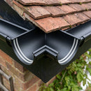 Half Round Aluminium Gutter Angle 90° - 125mm — Textured Black (in use)