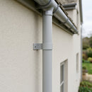 76mm Aluminium Downpipe Clip – Flush Joint — RAL 7035 (in use)