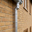 Flush Joint Adjustable Swanneck 63mm Downpipe Connector — RAL 9006 (in use)