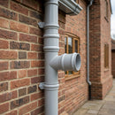 Traditional Aluminium Downpipe Branch 76mm Diameter — RAL 9006 / 112.5 Degrees (in use)