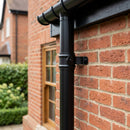 Aluminium Downpipe Length Eared Socket 63mm Dia x 3m — RAL 9005 (in use)