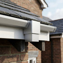 Aluminium Gutter Outlet Spigot Extender 72×72mm — RAL 9006 (in use)